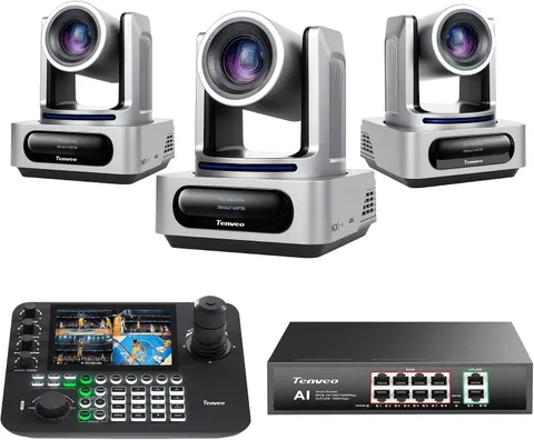 PTZ Camera and Controller Bundle - 4K NDI PTZ Camera(3Pcs) 20X Zoom AI Tracking