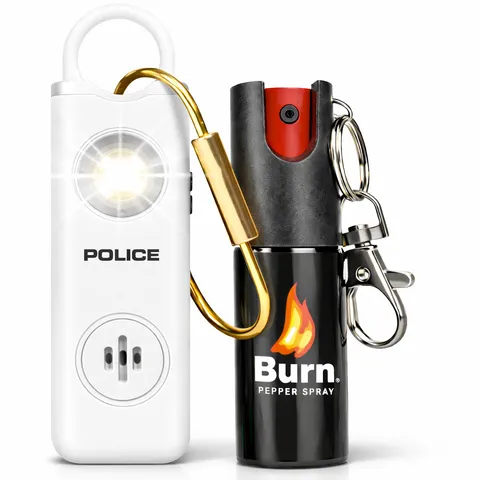 Police Personal Safety Alarm Burn Pepper Spray Keychain Self Defense Combo