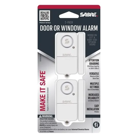 2-Pack Sabre White Indoor Door Alarm Battery Powered Plastic
