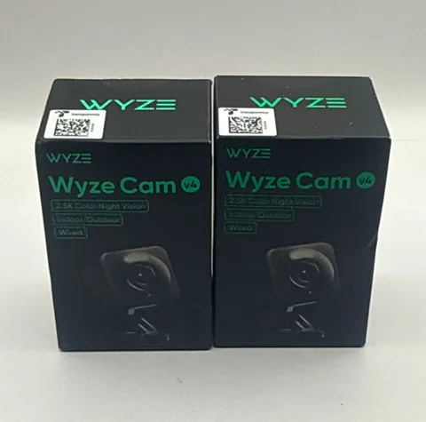 Wyze Cam v4 2.5K Color Night Vision Wi‑Fi Indoor/Outdoor Cameras 2‑Pack
