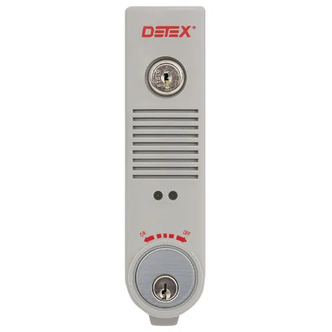 Detex - EAX-300W GRAY W-CYL KA - Door Prop Alarm, Surface Mount, Battery
