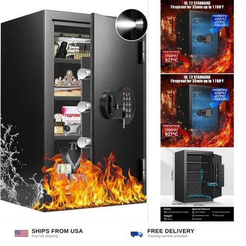 23.4" Fireproof Safe Box for Home, Digital Keypad, 35-Min Fire Protection | 3...