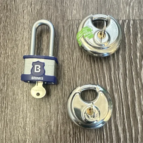 Brinks High Security Padlocks Set 3 Stainless Steel Hardened Shackle Key Lock