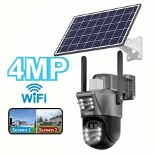 4MP+4MP Solar Battery Powered Wireless WiFi Outdoor PTZ Home Security Camera