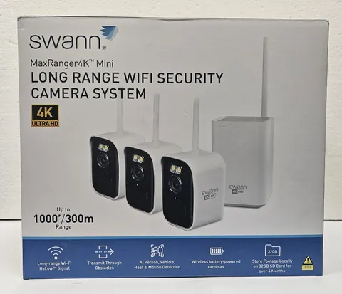 Swann MaxRanger4K Mini 3-Camera Long-Range Wireless Security System