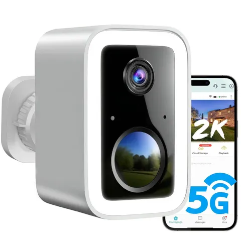 2K Wireless Outdoor Security Cameras with Integrated Spotlight and Siren