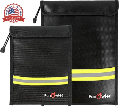 Fireproof Waterproof Money Document Bag - 2 Pack Safe Upgraded Zipper Bags, Fire
