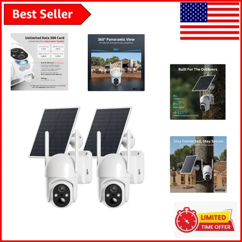 Off-Grid Solar 4G LTE Security Cameras with 2K Video and Night Vision - White