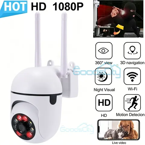 1080P HD Camara De Seguridad Wifi Inalambricas Casa Exterior Con Vision Nocturna
