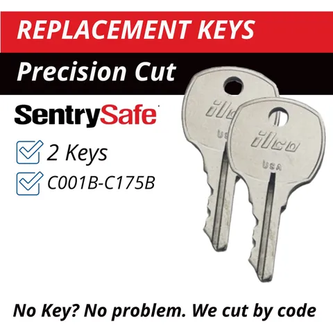 Sentry Safe C001B-C175B Keys Firebox Cash Box Replacement Key Cut to your Code
