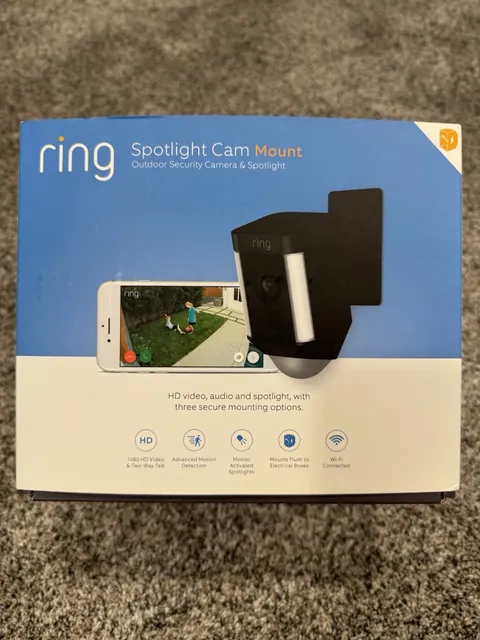 Ring Spotlight Cam Mount Outdoor Hardwired Smart Surveillance Camera, Black