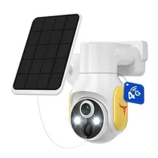 4G LTE Cellular Security Camera Wireless Outdoor, No Wi-Fi Solar Powered Came...