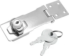 4 Inch Keyed Hasp Locks, Twist Knob Keyed Locking Hasp, Silver
