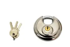Puroma KP070 Disc Padlock Keyed W 3 Keys Stainless Steel Silver Security Lock