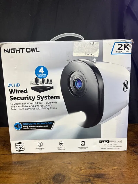 Night Owl 2K Security System 4 Camera 2TB DVR Night Vision 2-Way Audio (D1)