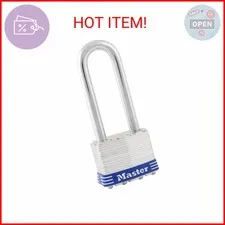 Master Lock 1KALJ Outdoor Padlock with Key, 1 Pack, Silver