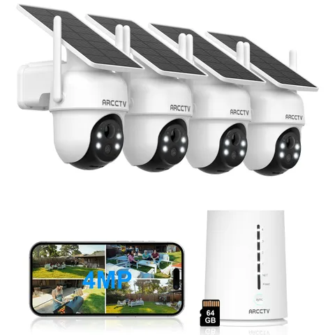 ARCCTV Outdoor Solar Security Camera System 360°PTZ Wireless Wifi Smart Home