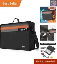 Fireproof Document Box with Zipper 5200℉ Insulated,14.9"x11.8"x4.7" Fireproof...