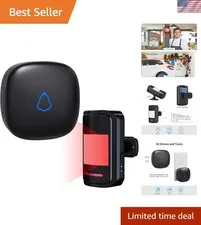 Wireless Motion Sensor Alarm Indoor, 1 PIR Detector 1 Receiver,Black | Moveme...