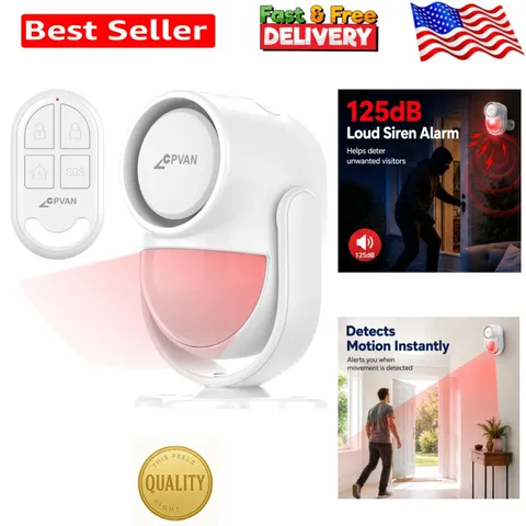 Battery-Powered 125dB Motion Sensor Alarm - Ideal for Home and Garage Security