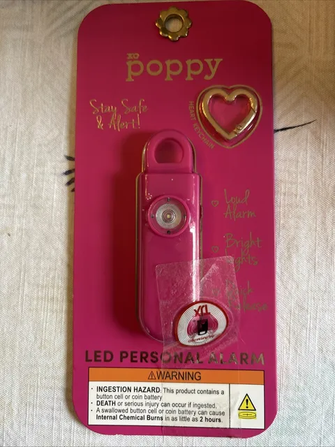 New Poppy Personal LED Alarm Women Girls 120 Db Bridget Light Quick Release Pink