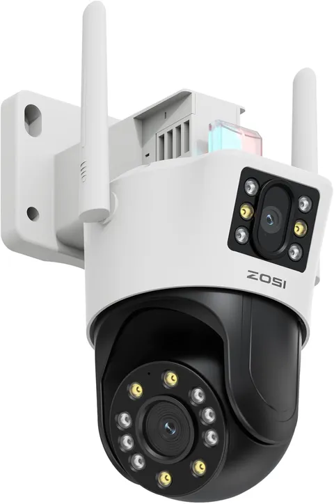 ZOSI C298 4MP Dual-Lens(2Mp+2Mp) Wired Wifi PT Plug-In Security Camera Outdoor,