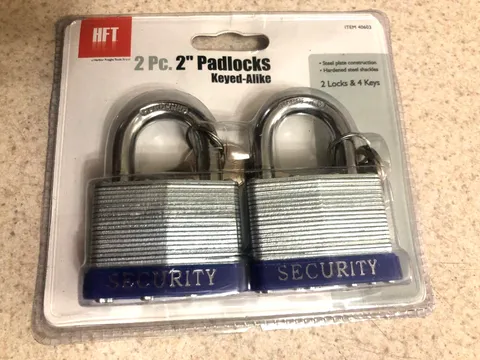 HFT ( 40603 ) 2 In. Steel Plate Construction  Keyed-Alike 4 Keys 2 Pc. Padlocks