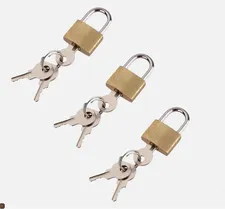 NexSection 3x 20mm Small Padlock Brass Steel Metal Home Locker 
