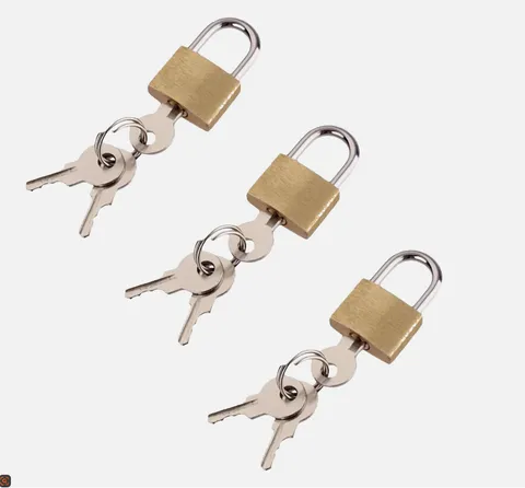 NexSection 3x 20mm Small Padlock Brass Steel Metal Home Locker 