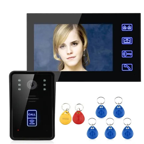 7inch TFT LCD color Video Door Phone Intercom Doorbell RFID Touch Button Unlock