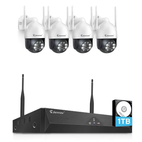 JENNOV 5MP 10CH WiFi NVR Security Camera Kit Outdoor Home 2‑Way Audio