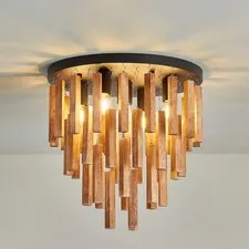 5-Light Semi Flush Mount Ceiling Light Fixture 5 Light, Black and Brown