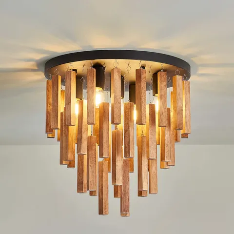 5-Light Semi Flush Mount Ceiling Light Fixture 5 Light, Black and Brown