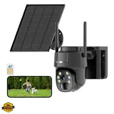 4G LTE Cellular Security Camera Wireless, No WiFi Needed Solar Wireless Outdo...