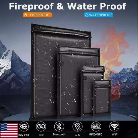 Faraday Bag Fireproof & Water Resistant Bag Anti-Theft Hacking Pouch Case Money