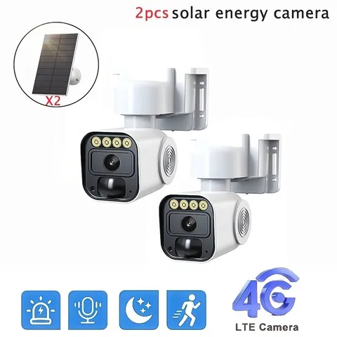 Solar Powered 4G LTE Cellular Security Camera 1440P QHD  Color Night Vision-2pcs