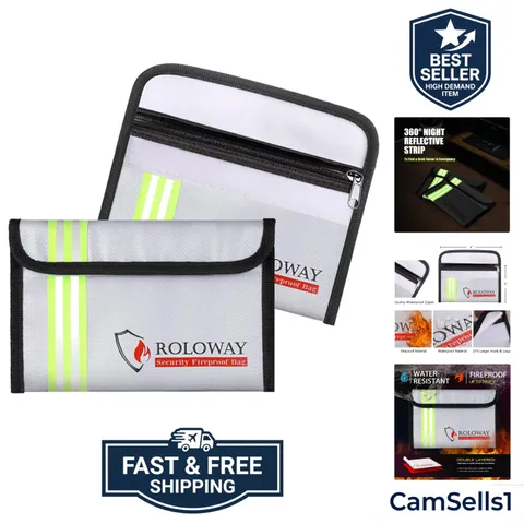 Small Fireproof Bag 5 x 8 inches with Reflective Strip, Non-itchy Fireproof M...