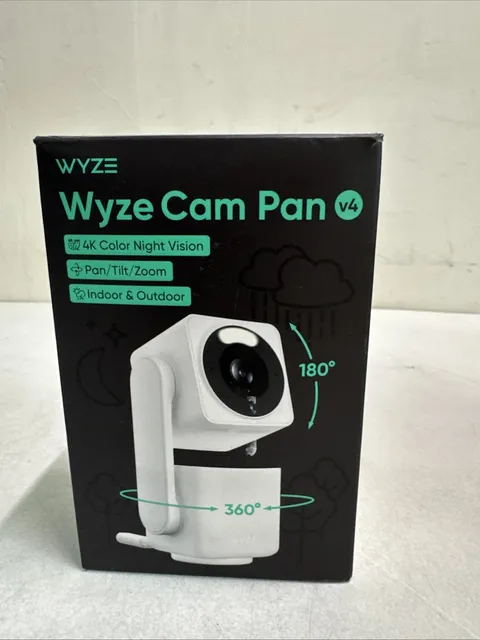 Wyze Cam Pan v4, 4K UHD Indoor/Outdoor, Plug-In, Pan/Tilt Security Camera White