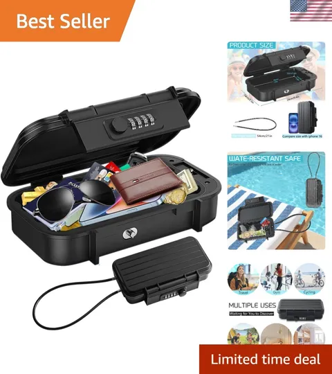 Security Case Lockbox with Code, Mini Portable Safe Box with Removable Chain ...