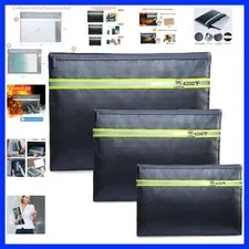 Fireproof Document Bag – 3 Pack 15" x 11", 13" x 9.7", 10.5" x 8" Fireproof &...