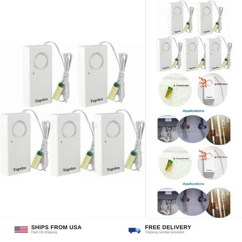 Water Leak Detector, 120dB Loud Siren, Powered by 9V Battery (not Include), S...