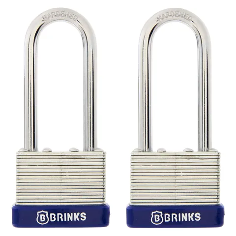 Brinks Laminated Steel 40mm Keyed Padlock with 2 1/4in Shackle, 2 pack