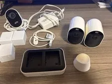 2 Arlo Pro 4, Indoor Camera, 3 Batteries And Dual Charger