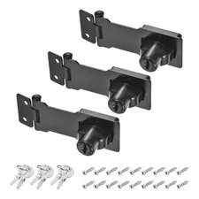 3Pcs 3Inch Keyed Hasp Locks Twist Knob Locking Keyed Different, Black