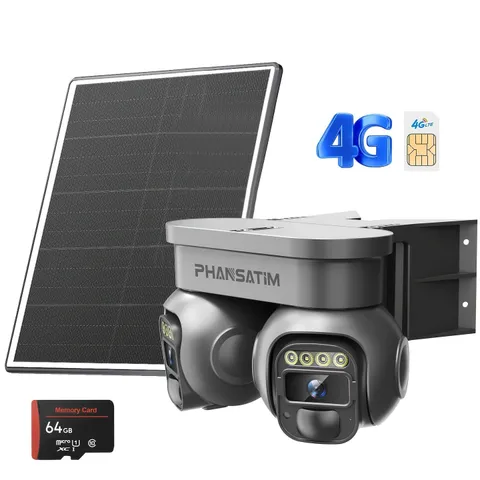 Solar Panel Battery Powered 4G LTE Cellular Outdoor Wireless Security Camera
