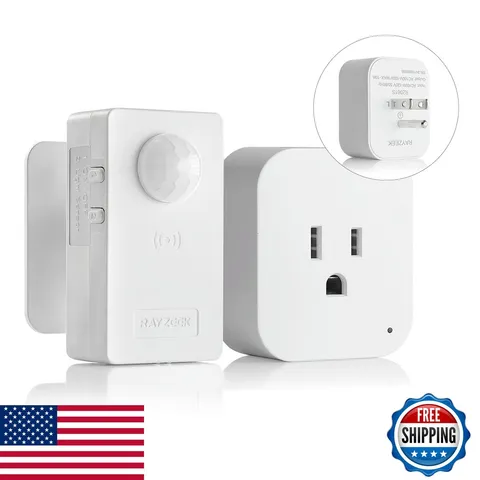 RAYZEEK Wireless Motion Sensor Plug Kits,No-Wire Mini PIR Sensor Switch Control
