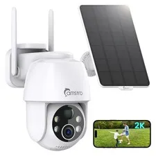 Wireless 2K Solar Security Camera - Battery-Powered, 360° PTZ, Color Night Visio