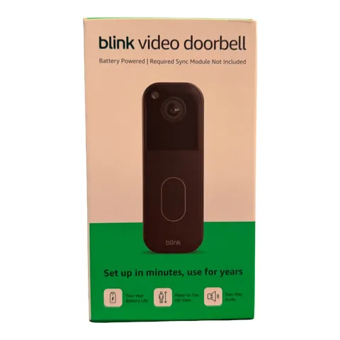 Blink Video Doorbell 2nd Gen Black 1440p HD New Sealed Sync Module Not Included