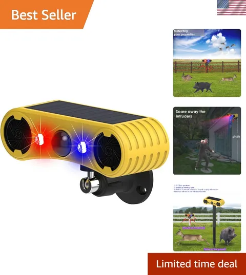 Solar Outdoor Motion Sensor Alarm with 13 Sounds & Strobe Light - 26ft Range