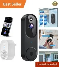 1080p Wireless Doorbell Camera with AI Detection & App Control for Home Security
